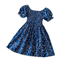 Mikilon Mädchen-Midikleid mit Blumenmuster, eckigem Ausschnitt, Puffärmeln und A-Linien-Design