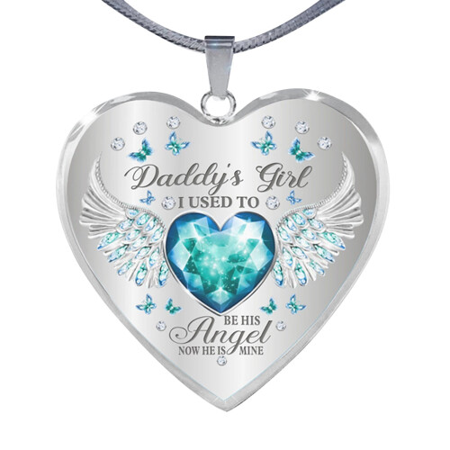 Collar con corazón y alas de ángel para padre e hija