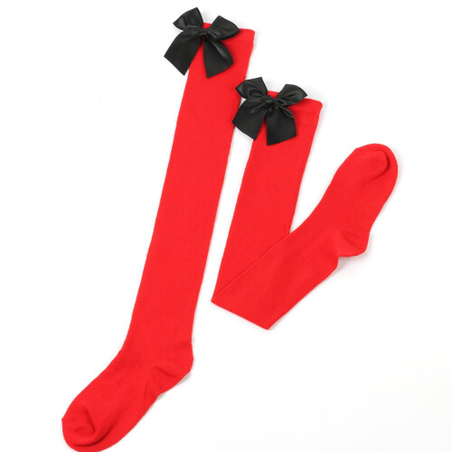 Mikilon Mädchen-Overknee-Socken, einfarbig, mit Schleife 1
