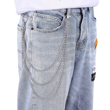Punk Waist Chain for Men and Women Silver 1 Set