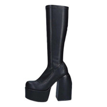 Damen-Plateaustiefel Winter Schwarz Dicke Sohle Hoher Absatz