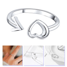 Bague d'amitié et d'amour pour femme, ajustable, en forme de cœur (1 pièce)