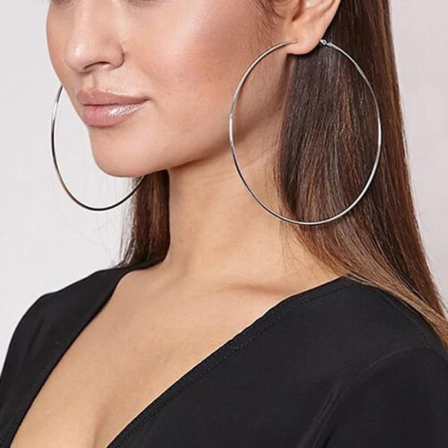 Hoop Earrings Silver 12 cm 2