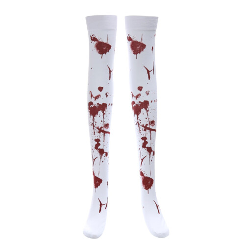 Damen-Kniestrümpfe aus gestreiftem, rotem Nylon, Einheitsgröße