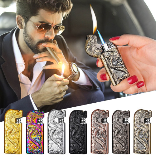 Windproof metal lighter double flame refillable