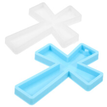 Moule en silicone pour pendentif croix, porte-clés en résine (2 pièces)