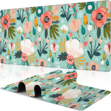 Bloemenpatroon bureauonderlegger met antislip rubberen onderkant, 31,5 x 11,8 inch