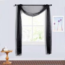 Panel de cortina de organza negra transparente de 5,5 metros (18 pies)