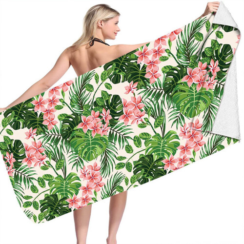 Toalha de Praia Hibiscus com Design Tropical 30x60 polegadas