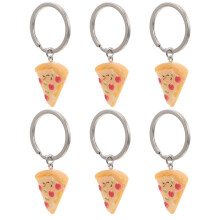 Sleutelhangerset met pizzapuntthema, 6 stuks