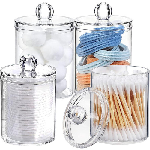 Apothekerglas, Wattebausch- und Wattestäbchenhalter, 4-teilig