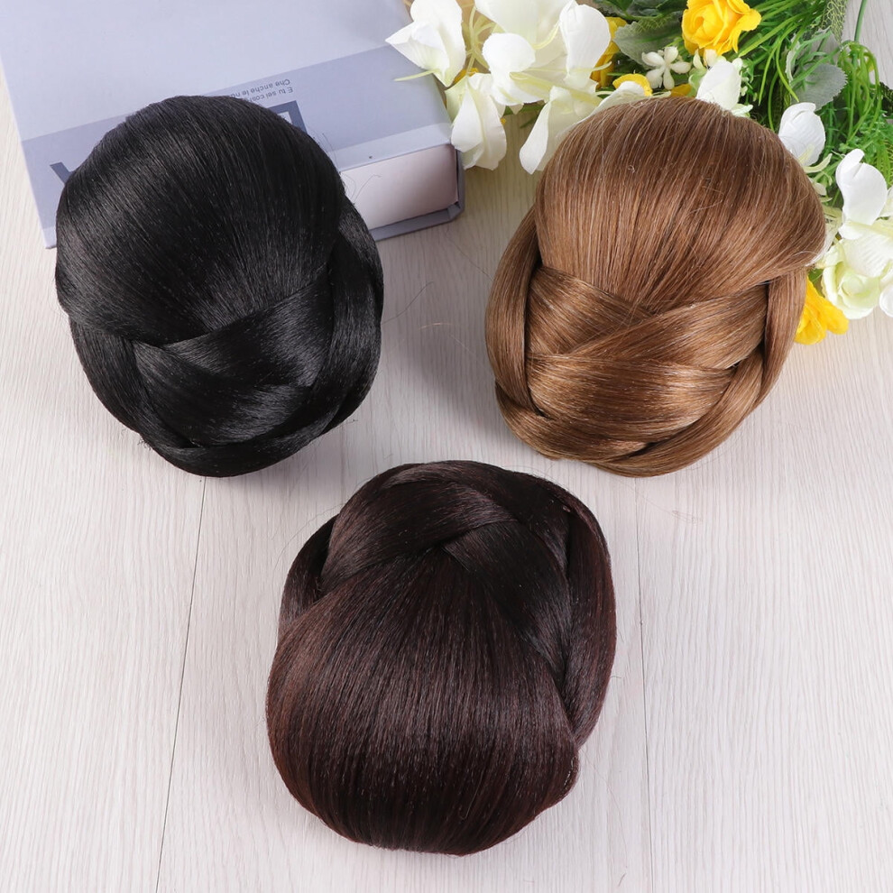 Golden Hair Bun Wig High-Temp Resistant 9.5 Inches