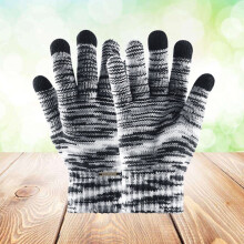 Guantes de lana tejidos para pantalla táctil, cálidos de invierno, de dedos completos