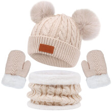Wintermuts, nekwarmer en handschoenenset voor peuters, beige (één stuk)