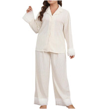 Conjunto de roupa de dormir feminina em cetim de seda, 2 peças, tamanhos XL a 5XL.