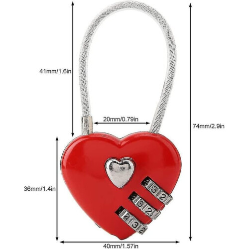 Heart-shaped padlock 3-digit combination lock 1