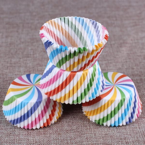 Striped Muffin Pans multicolor 100 pcs 2
