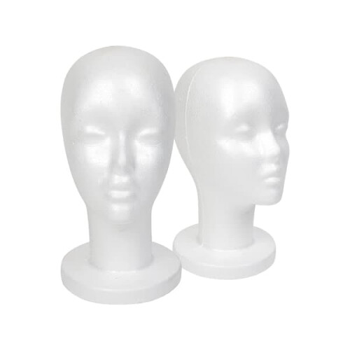 White Foam Mannequin Head Styrofoam Wig Display 2-pack 1