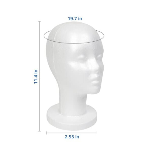 White Foam Mannequin Head Styrofoam Wig Display 2-pack 2