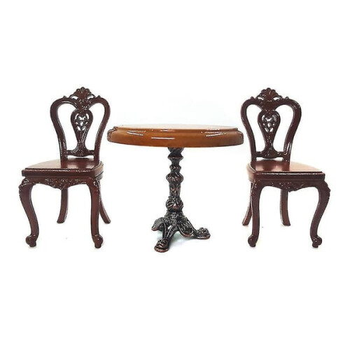 Dollhouse miniature kitchen table and chairs set 1:12 scale 1