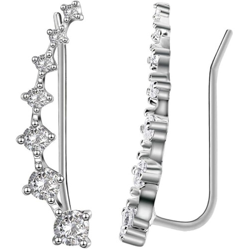 Sterling Silver Crystal Climber Earrings S925 1