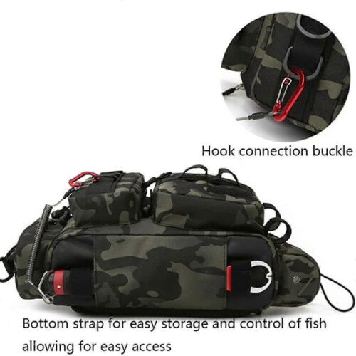 Fishing backpack with bait box and rod holder 1