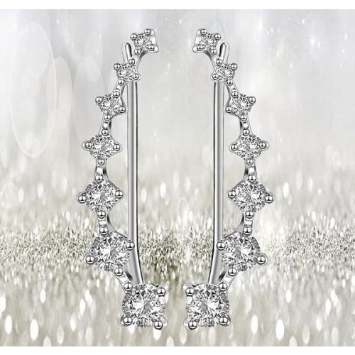 Sterling Silver Crystal Climber Earrings S925 2