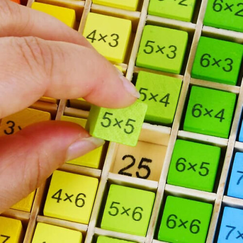 Wooden Multiplication Table 18x18cm 1.5cm thick 2