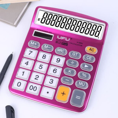 Desktop Calculator 12-Digit LCD Purple Solar/Battery 1