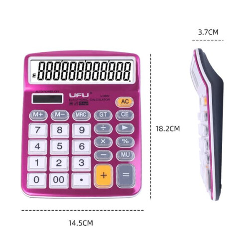 Desktop Calculator 12-Digit LCD Purple Solar/Battery 2