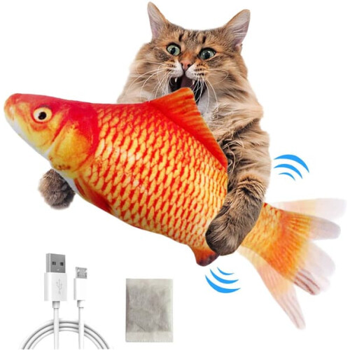 Interactive cat toy splashing fish orange 1