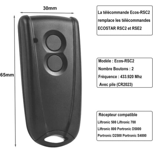 Ecostar Garage Door Remote Control 433MHz RSC2 2