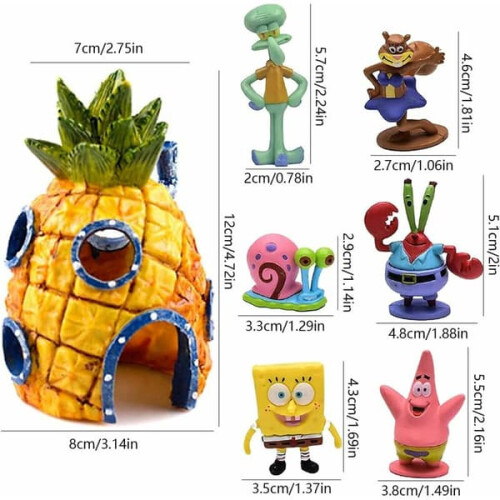 Aquarium Decorations Spongebob Theme Set of 7 1