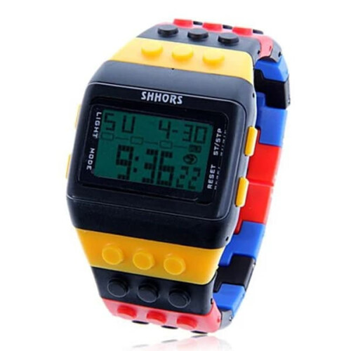 SHHORS women's LED digital watch plastic rainbow design 1