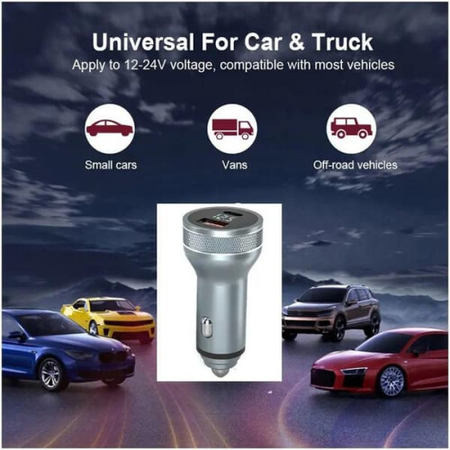 Fast Charger PD Type-C and QC 3.0 Car Adapter Silver 1