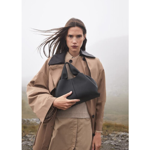 Polene lychee leather cloud shoulder bag black 1