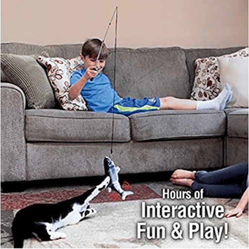 Interactive cat toy splashing fish grey 2