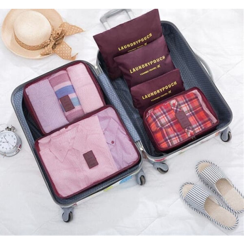 Luggage Organizer Set Dark Pink 3-Piece 2