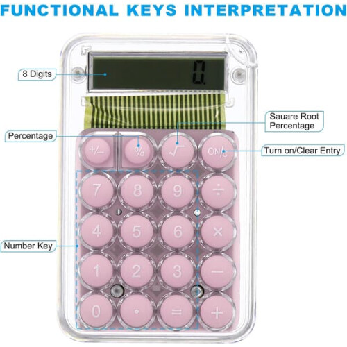 Desktop Calculator Pink 8-Digit LCD Mini Portable 2