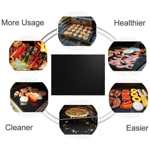Grill Mat Non-Stick 40x33 cm Black 6-Pack 1