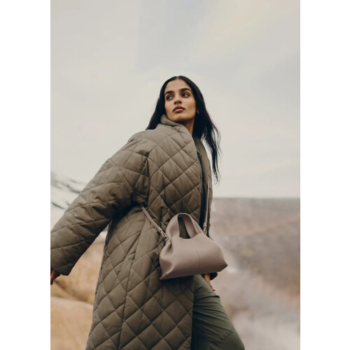 Polene lychee leather cloud shoulder bag grey 1