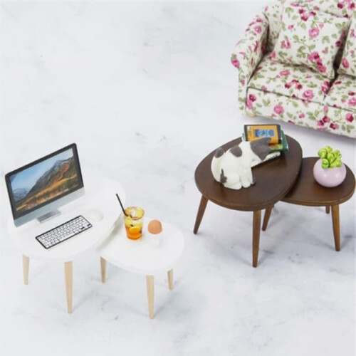 Dollhouse Triangle Coffee Table Tea Brown 1 Set 1