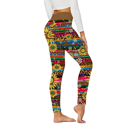 Calça legging estampada de cintura alta com bolsos (1 par)