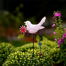 Estaca metálica para pájaros de jardín con cabeza oscilante, 36 cm (14,2 pulgadas)