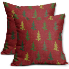 Weihnachtskissenbezüge 45x45 cm, Rot, Rustikales Landhaus-Set