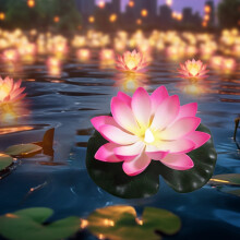 Lot de 4 lampes flottantes pour piscine, motif lotus, à piles
