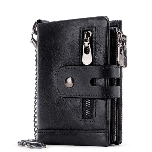 Vintage Damen-Ledergeldbörse mit RFID-Schutz, braun