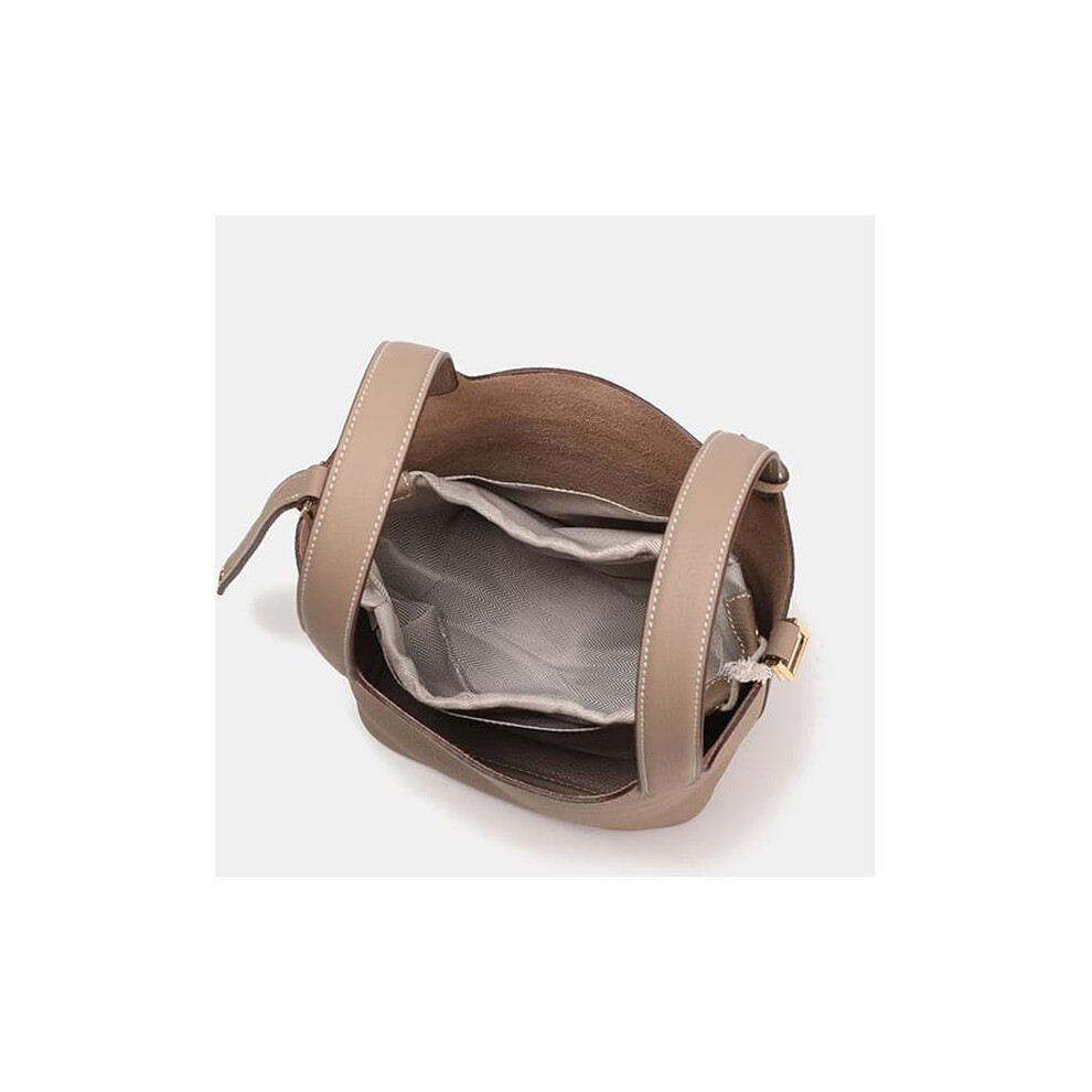 Brown Genuine Cowhide Bag With Lychee Texture For Commuting 962029289425
