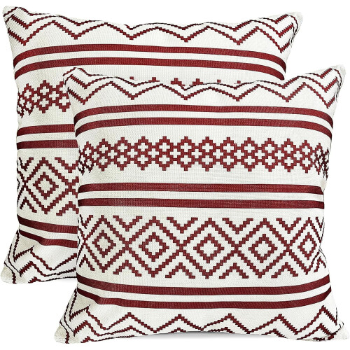 Σετ 2 μαξιλαροθήκες, μαύρο λινό με πουά, 18x18