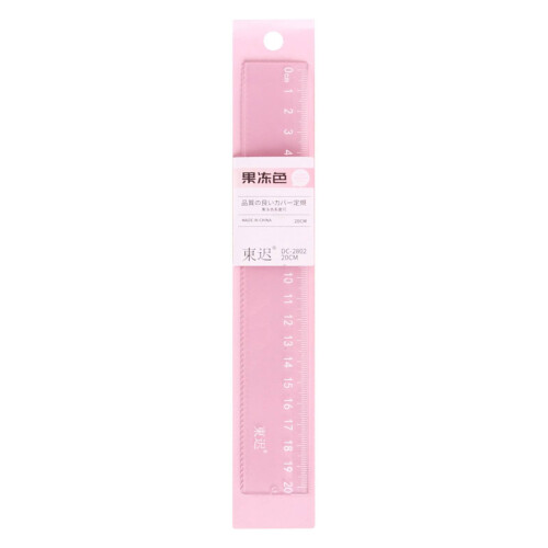 Rechte plastic liniaal 20 cm roze transparant